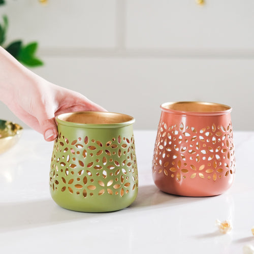 Floral Tealight Candle Holder Set Of 5