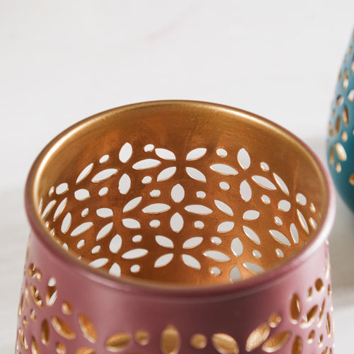 Floral Tealight Candle Holder Set Of 5