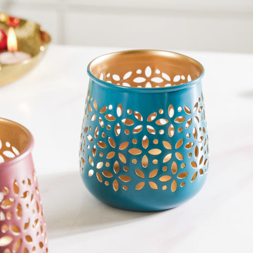 Floral Tealight Candle Holder Set Of 5