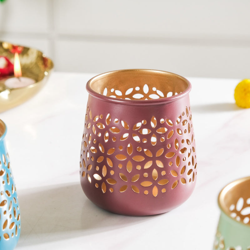 Festive Tealight Candle Holder Set Of 5- Floral Tealight Holders, Set of 5 Candle Holders, Decorative Tealight Holders, Floral Candle Decor, Tealight Holder Set