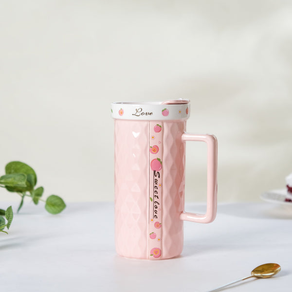 Tall Peach Fruity Cup 550 ml- Mug for coffee, tea mug, cappuccino mug | Cups and Mugs for Coffee Table & Home Decor