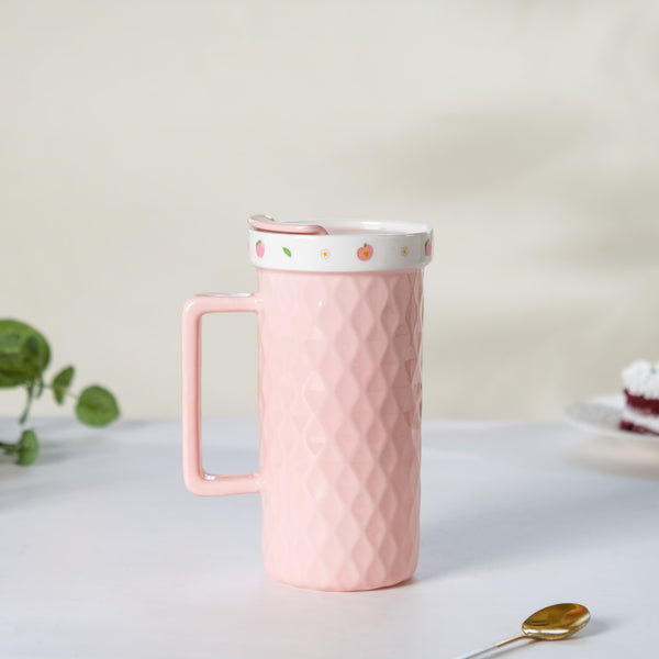 Tall Peach Fruity Cup 550 ml- Mug for coffee, tea mug, cappuccino mug | Cups and Mugs for Coffee Table & Home Decor