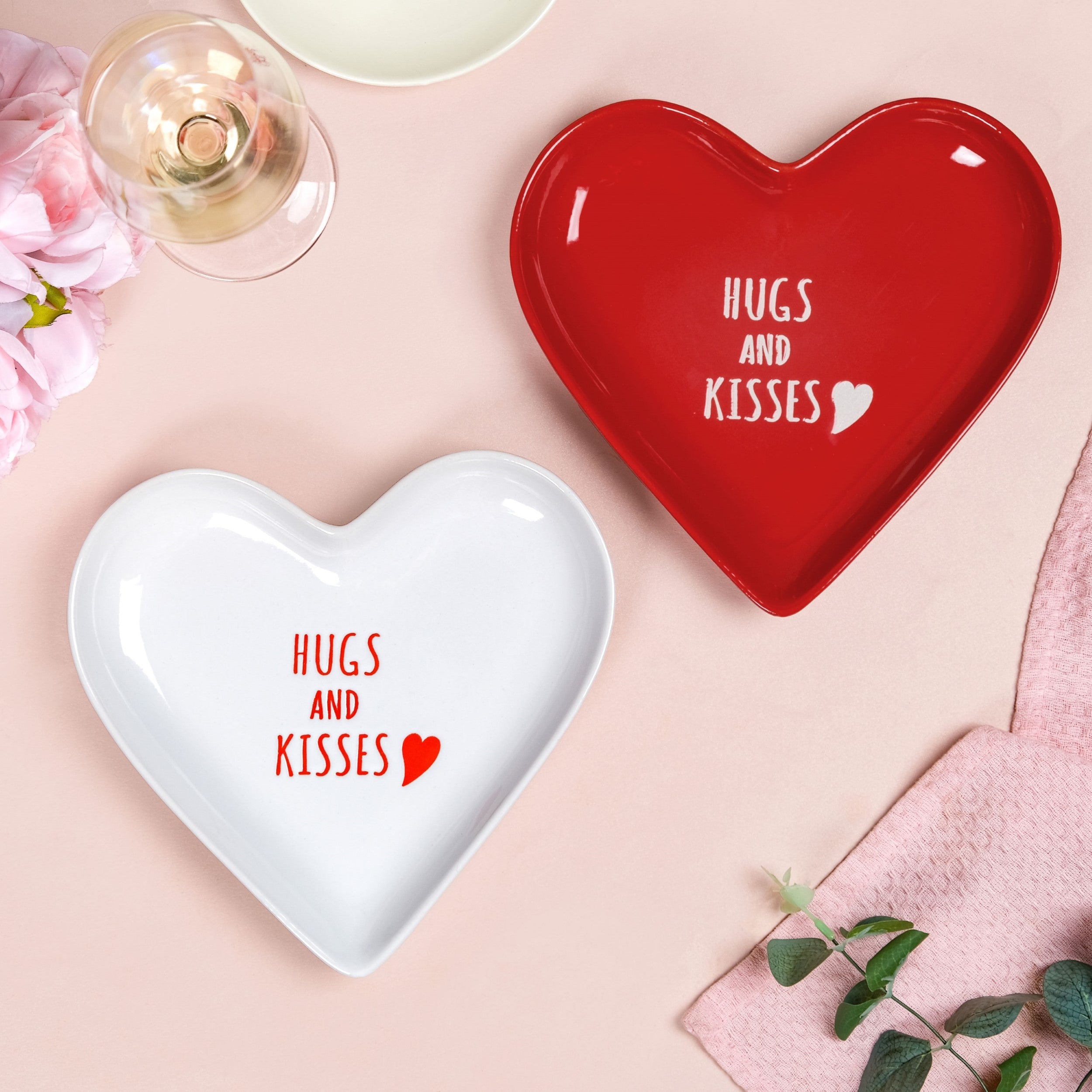 Hugs And Kisses Ceramic Snack Plate Set Of 2
