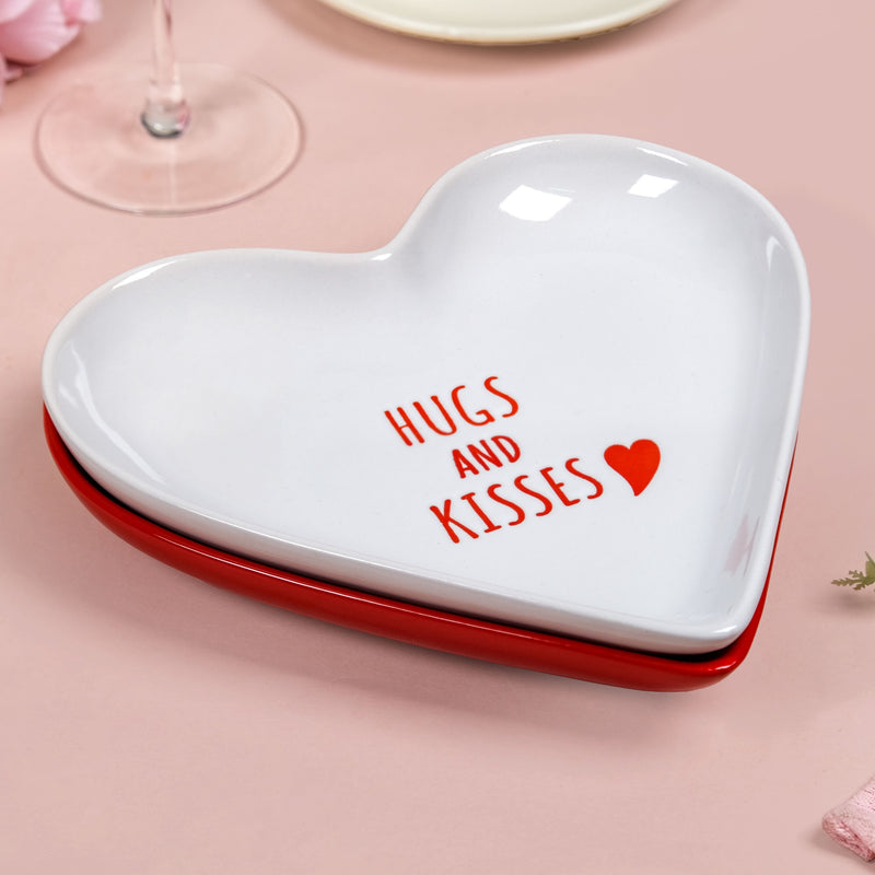 Hugs And Kisses Ceramic Snack Plate Set Of 2