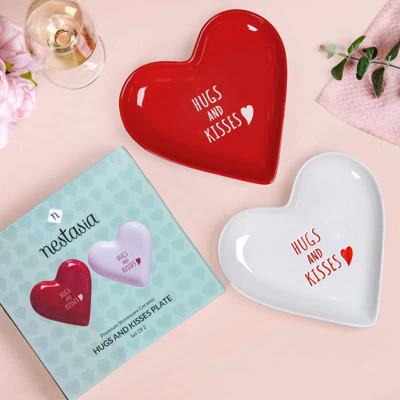 Hugs And Kisses Ceramic Snack Plate Set Of 2