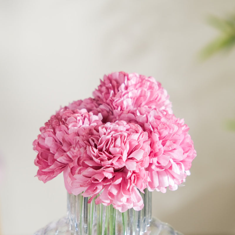 Chrysanthemum Flower Bunch Dark Pink Set Of 5- Chrysanthemum Flower Bunch, Dark Pink Artificial Flowers, Vase Decoration Flowers, Room Decor Plant