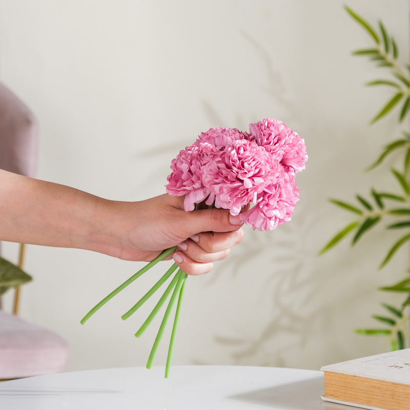 Chrysanthemum Flower Bunch Dark Pink Set Of 5- Chrysanthemum Flower Bunch, Dark Pink Artificial Flowers, Vase Decoration Flowers, Room Decor Plant