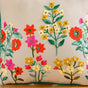 Meadow Blooms Embroidered Cotton Cushion Cover 40x40cm