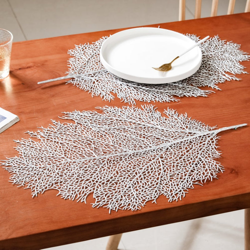 Leaf Shaped Silver Table Mat Set Of 6
