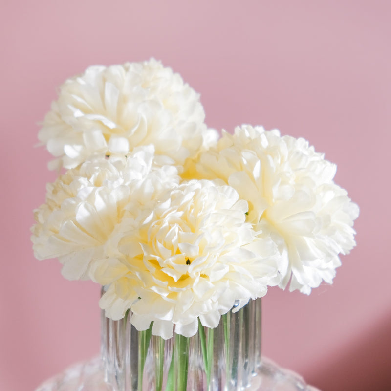 Chrysanthemum Cream Set Of 5- Chrysanthemum Cream Set, Artificial Cream Flowers, Vase Decoration Flowers, Home Decor Chrysanthemums, Room Decor Plant