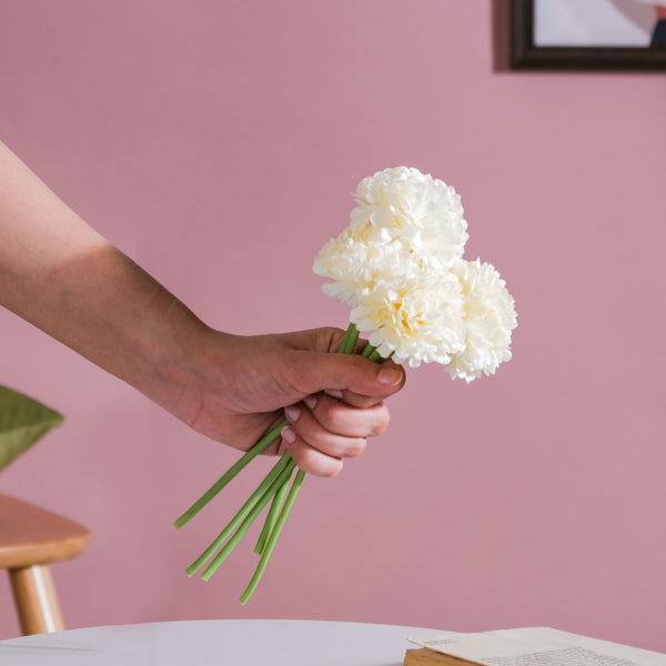 Chrysanthemum Cream Set Of 5 - Artificial Plant | Flower for vase | Home decor item | Room decoration item