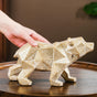 Geometric Bear Showpiece Gold - Bear Showpiece, Gold Bear Decor, Walking Bear Sculpture, Decorative Bear Figurine