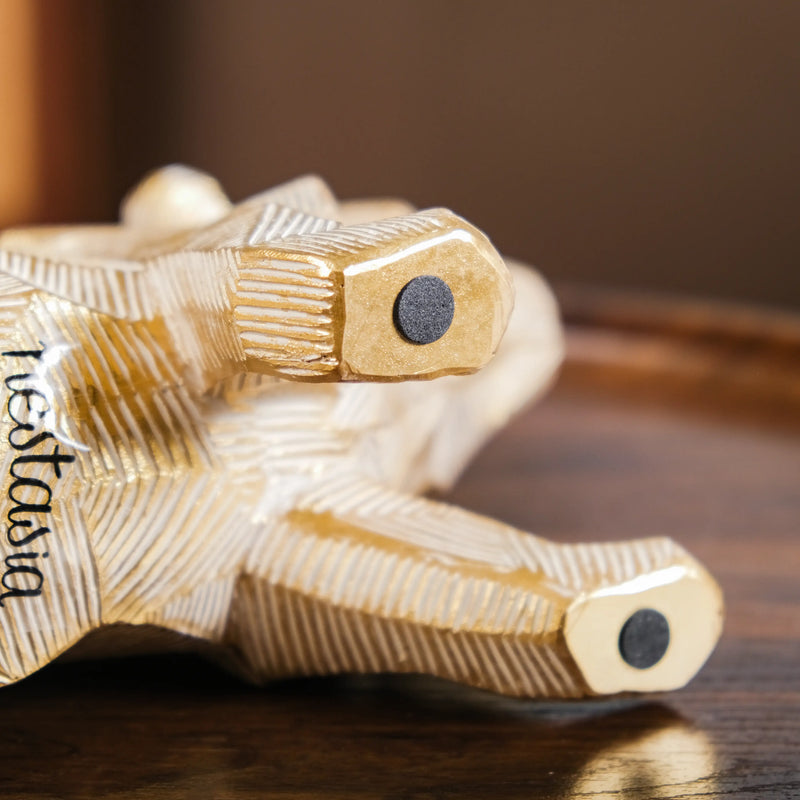 Geometric Bear Showpiece Gold - Bear Showpiece, Gold Bear Decor, Walking Bear Sculpture, Decorative Bear Figurine