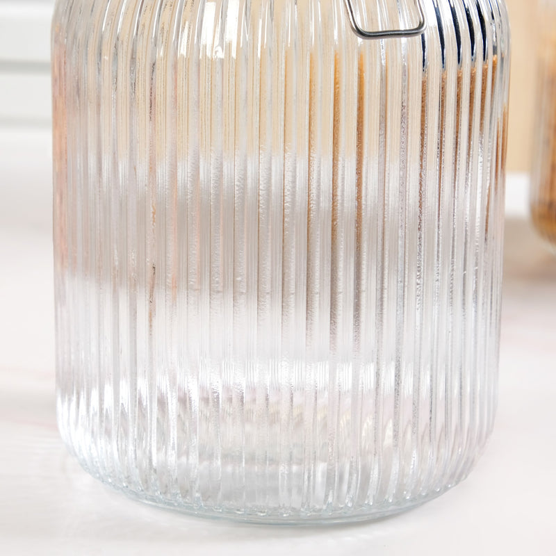 Ribbed Glass Jar With Cliplock Lid Set Of 4 2000ml