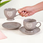 Hearty Ceramic Tea Cup And Saucer Set Of 2 Grey 200ml