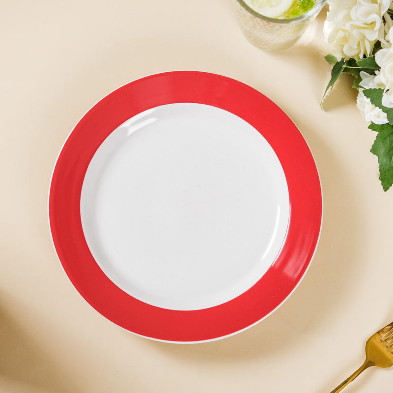 Riona Snack Plate White And Red 8 Inch - Serving plate, snack plate, dessert plate | Plates for dining & home decor