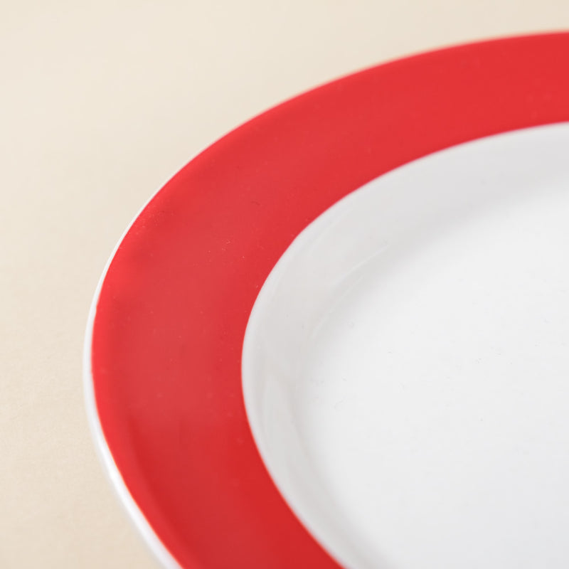 Riona Snack Plate White And Red 8 Inch - Serving plate, snack plate, dessert plate | Plates for dining & home decor