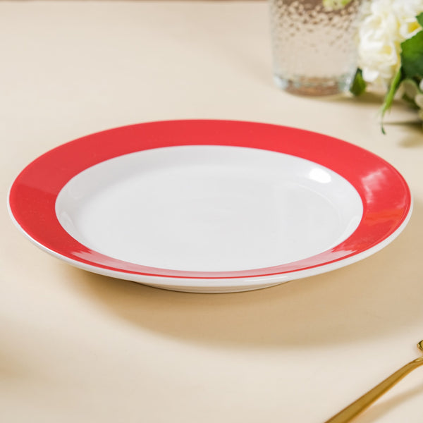 Riona Snack Plate White And Red 8 Inch - Serving plate, snack plate, dessert plate | Plates for dining & home decor