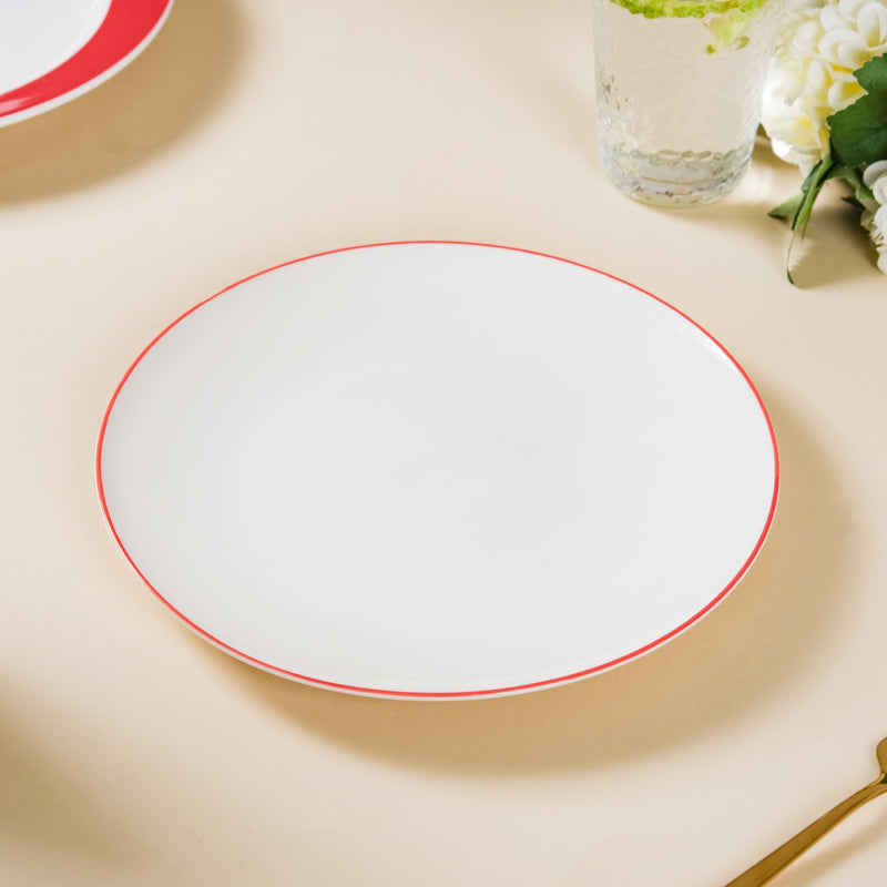 Riona Red Rimmed Ceramic Snack Plate 8-Inch - Serving plate, snack plate, dessert plate | Plates for dining & home decor