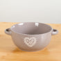 Hearty Ceramic Bowl With Handle Set Of 3 Red Grey Cream 370ml