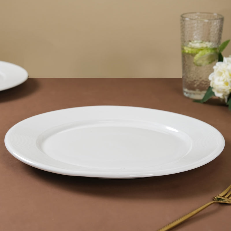 Riona Ceramic Dinner Plate White 12 Inch - Serving plate, rice plate, ceramic dinner plates| Plates for dining table & home decor