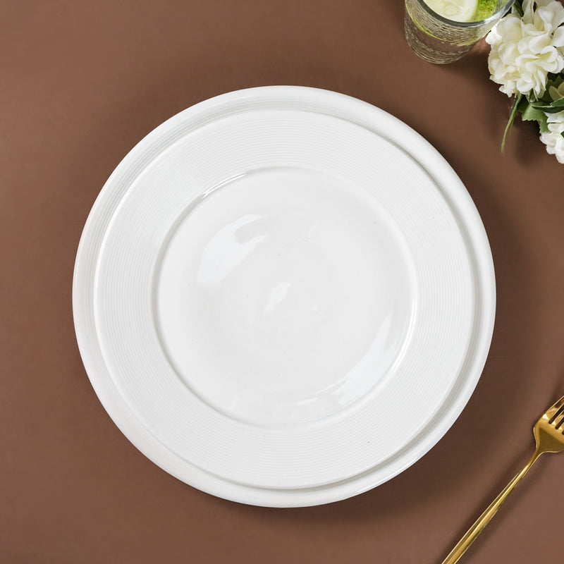 Riona Ceramic Dinner Plate White 12 Inch - Serving plate, rice plate, ceramic dinner plates| Plates for dining table & home decor