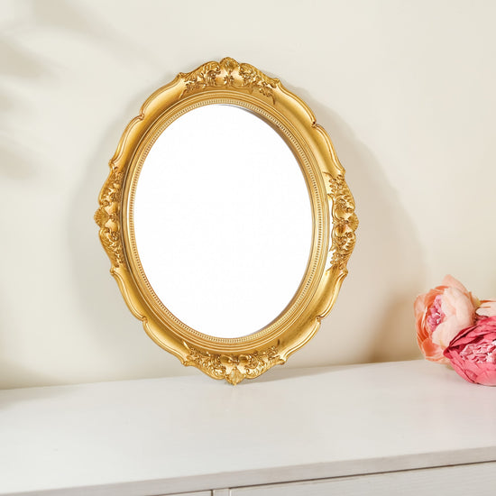 Decorative Metal Wall Mirror Gold Large 31 Inch | Nestasia