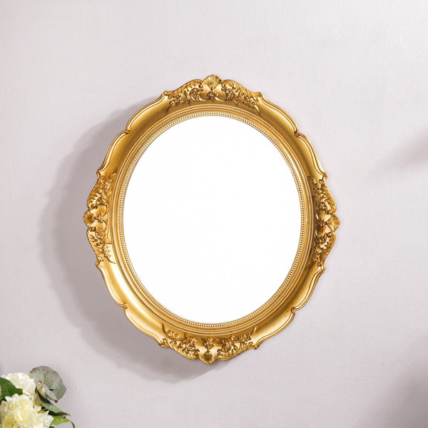 Vintage Oval Wall Mirror Gold