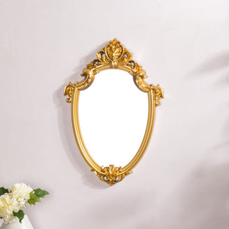 Decorative Gilded Wall Mirror Gold- Decorative Wall Mirror, Shield Mirror, Shield Shaped Mirror, Gold Wall Decor, Decorative Mirror