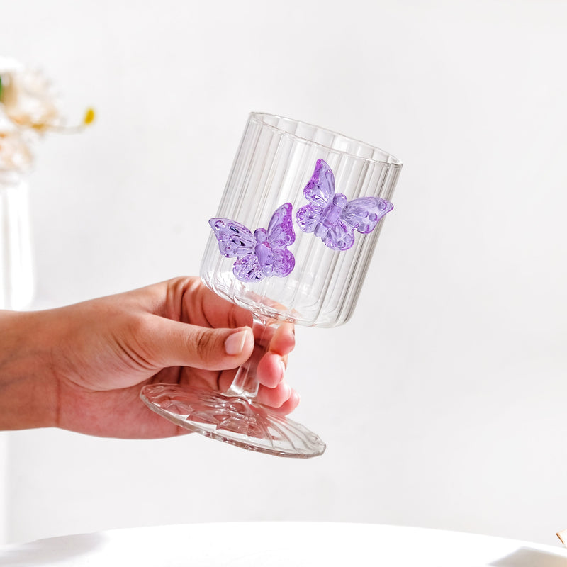 Crystal 3D Butterfly Wine Glass Purple 250ml