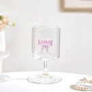 Crystal Pink Bow Borosilicate Wine Glass 250ml