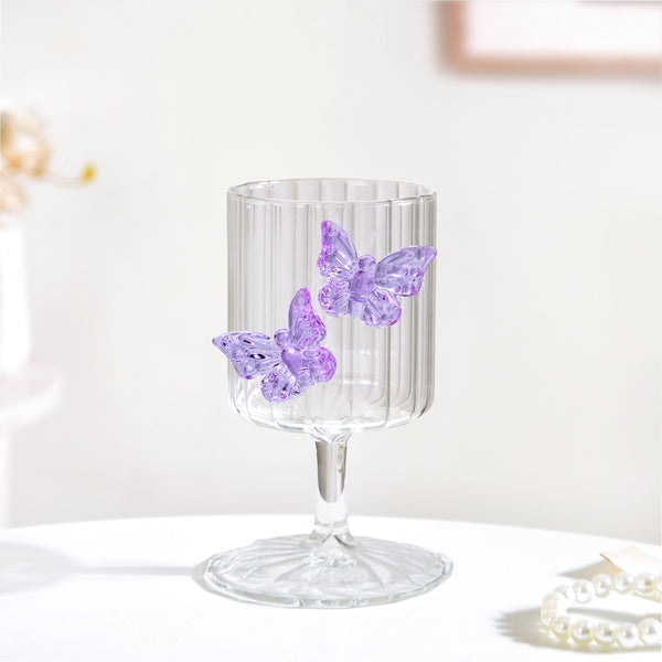 Crystal 3D Butterfly Wine Glass Purple 250ml