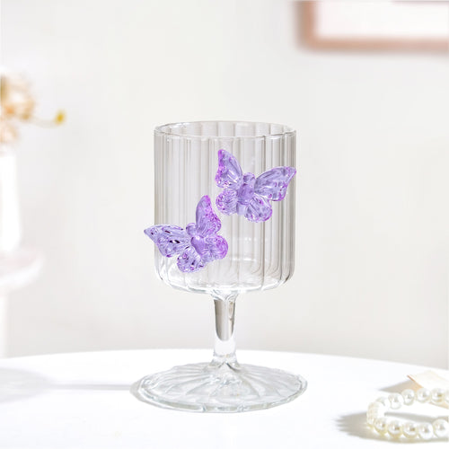 Crystal 3D Butterfly Wine Glass Purple 250ml