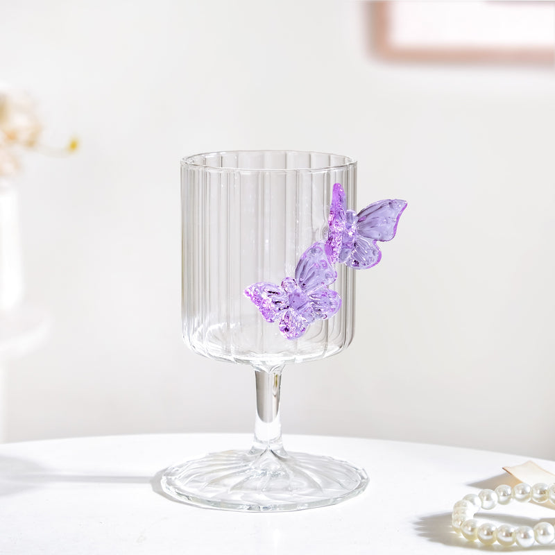 Crystal 3D Butterfly Wine Glass Purple 250ml