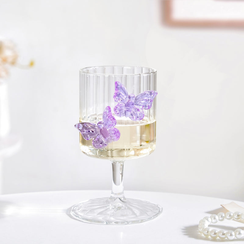 Crystal 3D Butterfly Wine Glass Purple 250ml