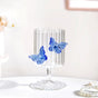 3D Butterfly Detailing Ribbed Wine Glass Blue 250ml