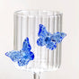 3D Butterfly Detailing Ribbed Wine Glass Blue 250ml