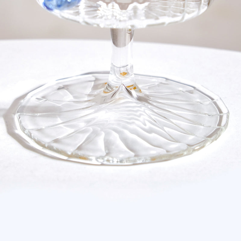 3D Butterfly Detailing Ribbed Wine Glass Blue 250ml