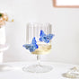3D Butterfly Detailing Ribbed Wine Glass Blue 250ml