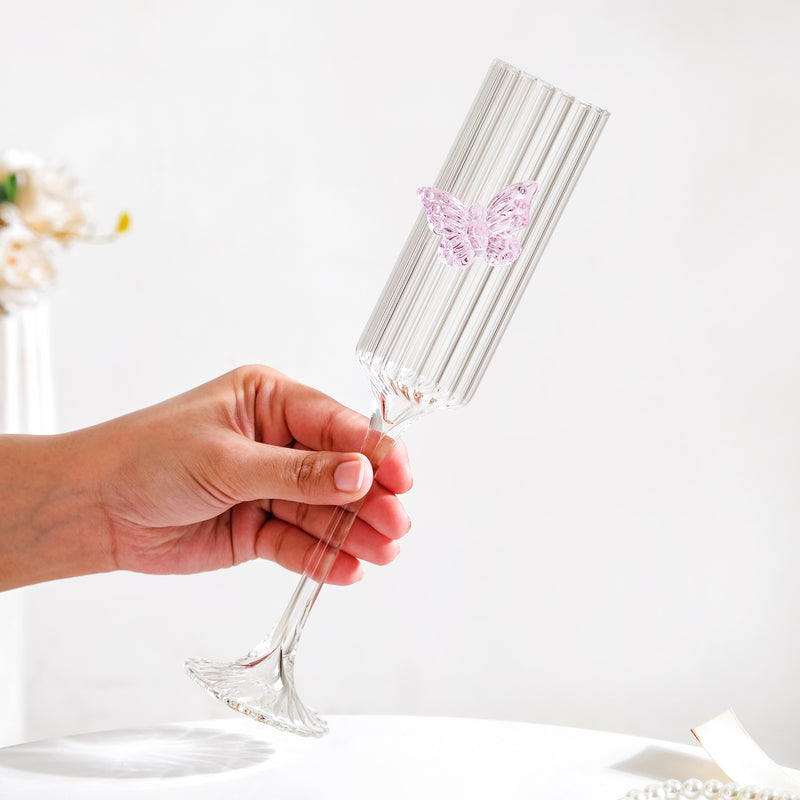 Crystal Butterly Fluted Champagne Glass 190ml
