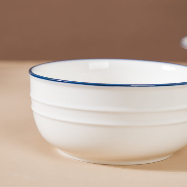 Riona Ceramic Popcorn Bowl White And Blue 400 ml - Bowl,ceramic bowl, snack bowls, curry bowl, popcorn bowls | Bowls for dining table & home decor