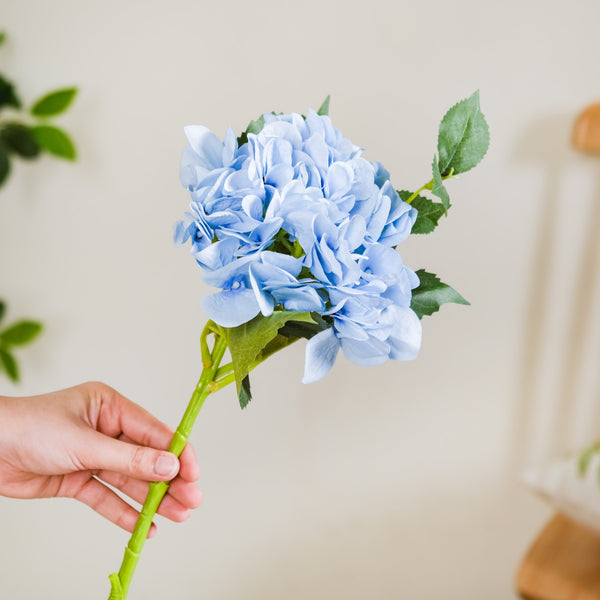 Hydrangea With Leaves - Artificial flower | Home decor item | Room decoration item