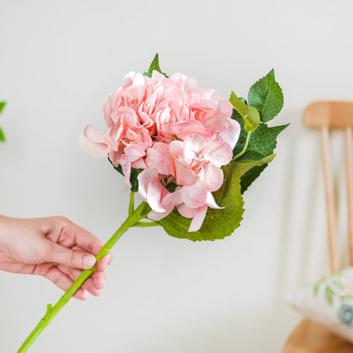 Hydrangea With Leaves - Artificial flower | Home decor item | Room decoration item