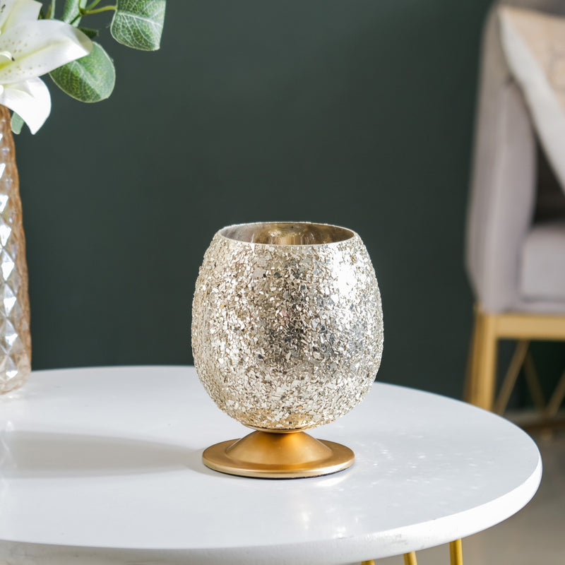 Glass Candle Votive With Stand Champagne Silver - Glass Candle Votive with Stand, Silver Candle Votive, Decorative Glass Votive Stand
