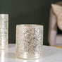 Glass Votive With Stand Silver Set Of 2