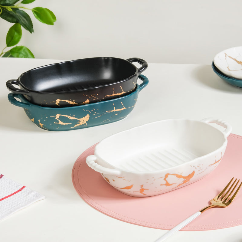 Grill Dish With Handles - Bowl, ceramic bowl, serving bowls, noodle bowl, salad bowls, bowl for snacks, large serving bowl, bowl with handle | Bowls for dining table & home decor