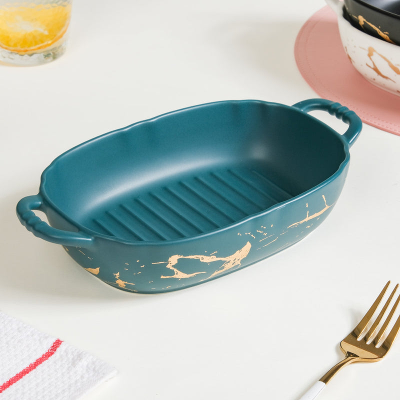 Grill Dish With Handles - Bowl, ceramic bowl, serving bowls, noodle bowl, salad bowls, bowl for snacks, large serving bowl, bowl with handle | Bowls for dining table & home decor