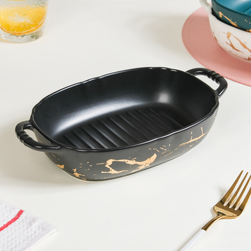 Grill Dish With Handles - Bowl, ceramic bowl, serving bowls, noodle bowl, salad bowls, bowl for snacks, large serving bowl, bowl with handle | Bowls for dining table & home decor