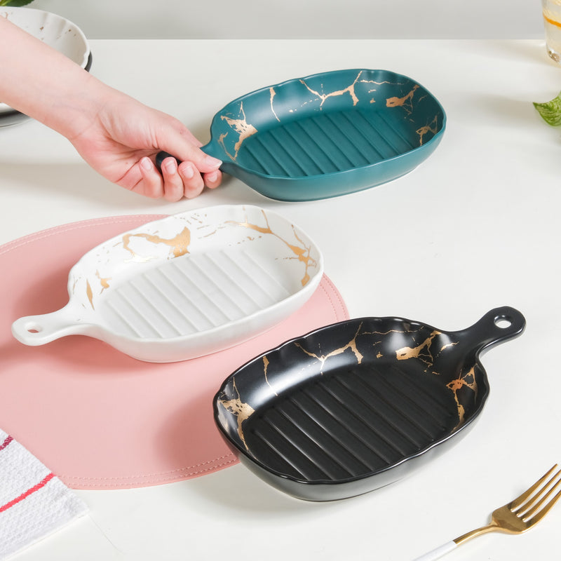 Ceramic Marble Plate - Bowl, ceramic bowl, serving bowls, noodle bowl, salad bowls, bowl for snacks, large serving bowl, bowl with handle | Bowls for dining table & home decor