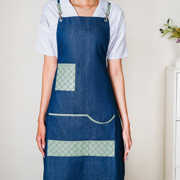 Kitchen Apron With Pockets Mint Green